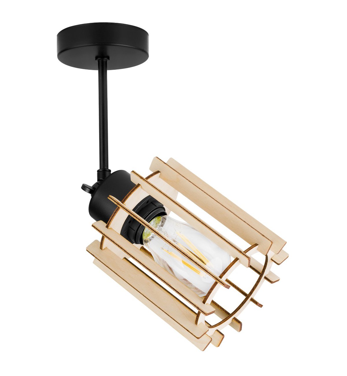 Nowoczesna Lampa Reflektor Z Kloszem Drewnianym Timber Lampy Wisz Ce