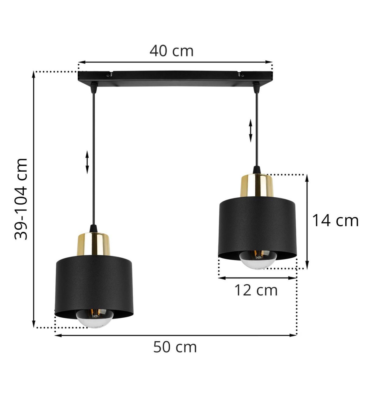 Lampa Wisz Ca Na Szerokiej Listwie Cm Klosze Czarne Metalowe