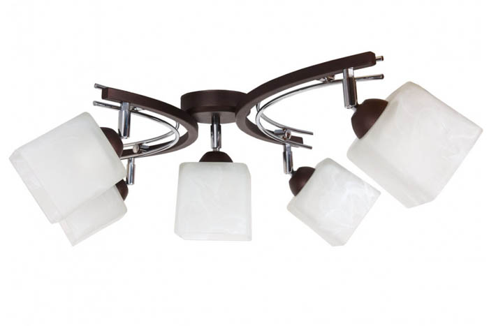 Klasyczna lampa sufitowa żyrandol ze szklanymi kloszami do salonu