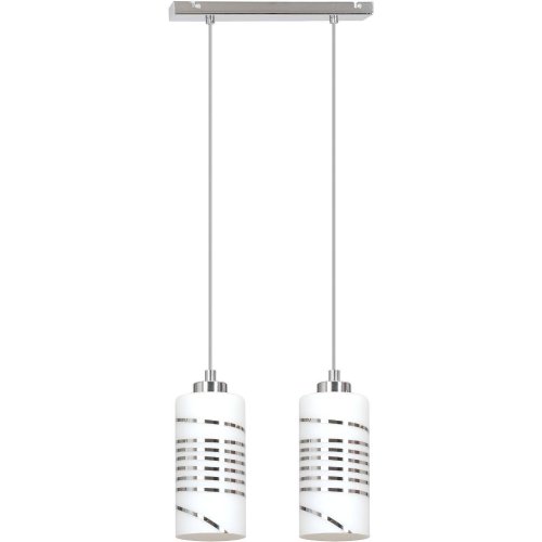 Elegancka Lampa Wisząca Chrom Szklane Klosze we Wzory