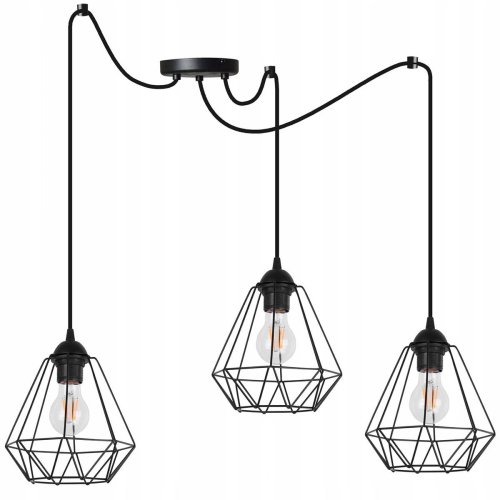 Lampa Wisząca Loft typu Pająk z Drucianymi Kloszami
