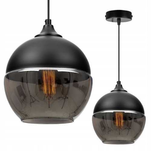 Nowoczesna Lampa Wisząca z Kulistym Kloszem z Ciemnego Szkła
