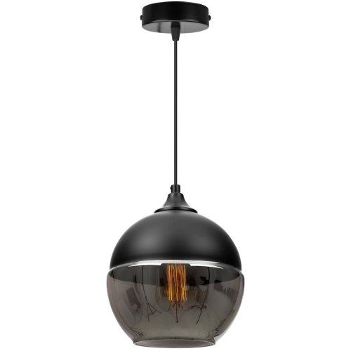 Nowoczesna Lampa Wisząca z Kulistym Kloszem z Ciemnego Szkła