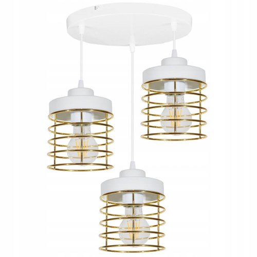 Regulowana Lampa Wisząca w Stylu Loft ze Złotymi Kloszami