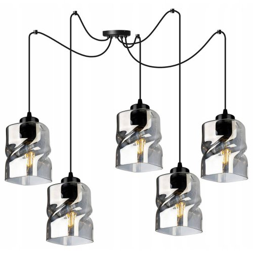 Loftowa Lampa Wisząca typu Pająk ze Szklanymi Kloszami