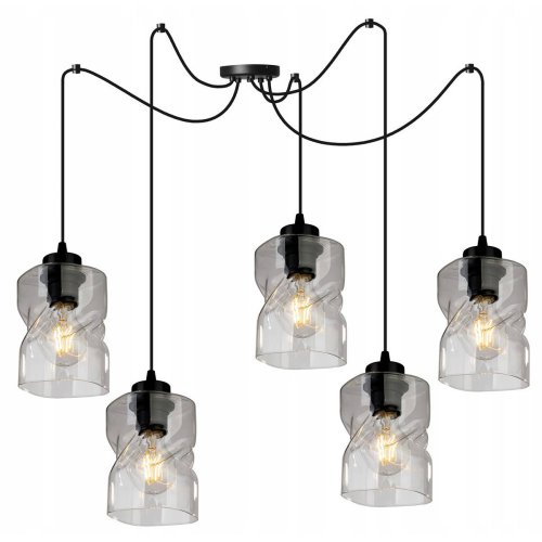 Loftowa Lampa Wisząca typu Pająk ze Szklanymi Kloszami