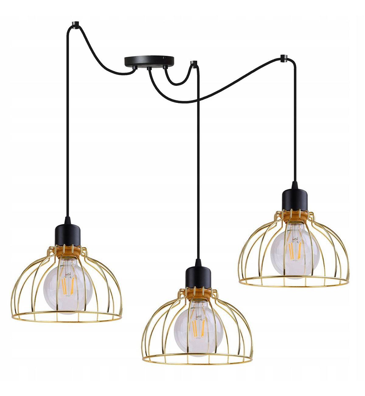 Lampa Regulowana Wisząca w Stylu Loft z Metalu• Lampy 3-płomienne LOFT ...