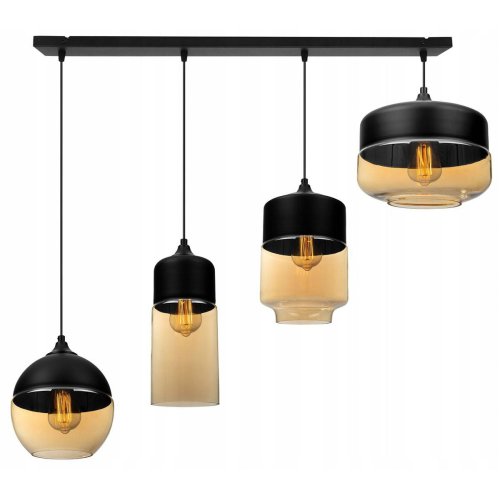 Lampa Wisząca Loft ze Szklanymi Kloszami z Miodowego Szkła w Nowoczesnym Stylu