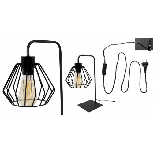 Nowoczesna Lampa Stołowa Loft z Drucianym Kloszem