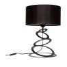 Stylowa lampka nocna stojąca czarna konstrukcja i czarny abażur