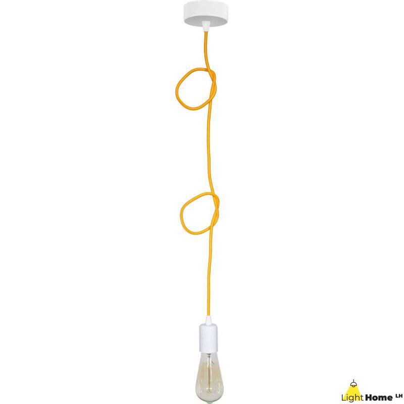 Stylowa lampa wisząca żółta linka odsłonięta żarówka