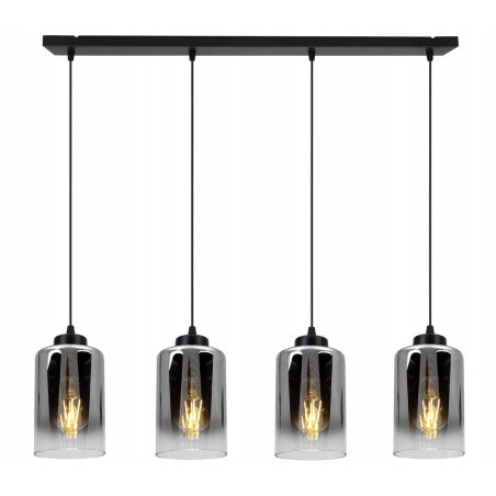 Pomysłowa lampa wisząca z czterema kloszami listwa