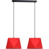 Nowoczesna lampa wisząca na listwie dwa czerwone abażury
