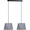 Szara lampa wisząca 2-płomienna abażury materiał