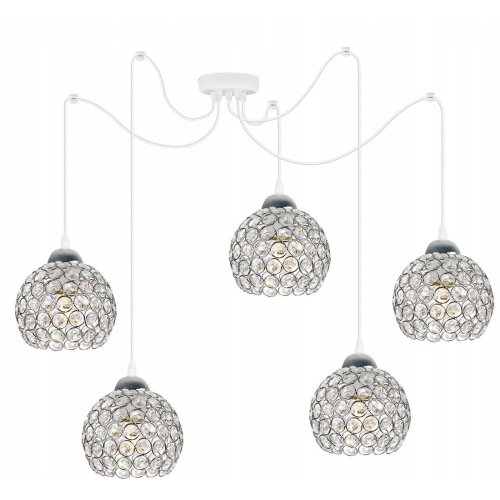 Nowoczesna Lampa Wisząca Typu Pająk w Kolorach Bieli i Srebra