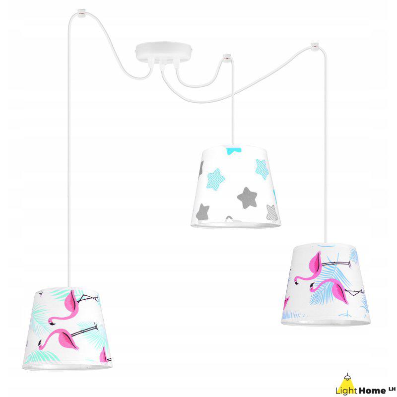 Pomysłowa lampa dziecięca z wzorami na abażurach