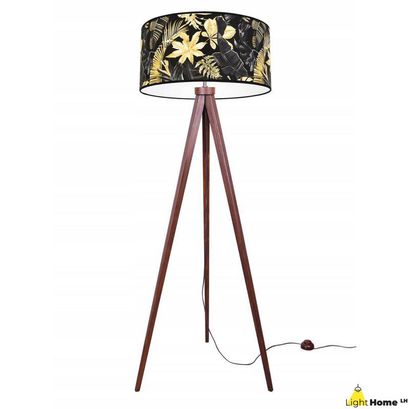Elegancka Lampa na Trójnogu z Kwiatowym Abażurem