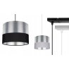 Lampa wisząca na listwie ze srebnymi abażurami detale Lampa wisząca na listwie ze srebnymi abażurami detale