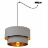 Piękna Lampa Wisząca Szary Abażur Złoty Środek Piękna Lampa Wisząca Szary Abażur Złoty Środek