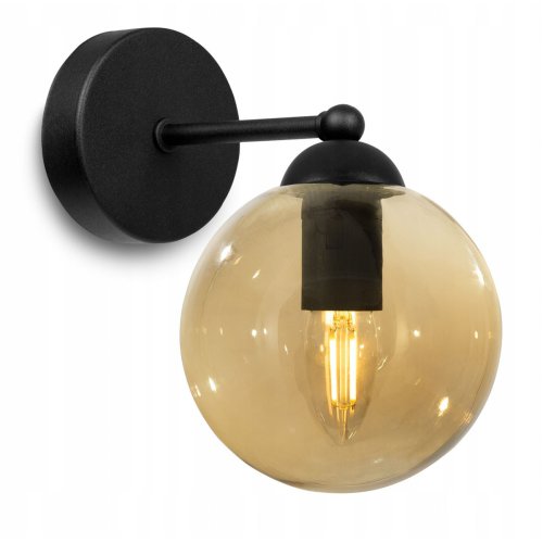 Kinkiet Ścienny z Kulistym Kloszem z Transparentnego Szkła