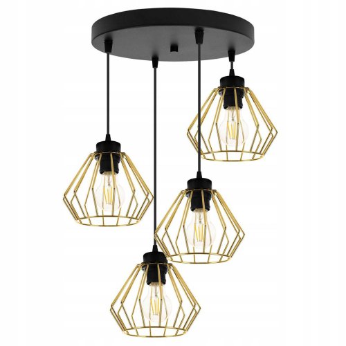 Lampa Wisząca Loft z Kloszami w Kształcie Złotych Diamentów