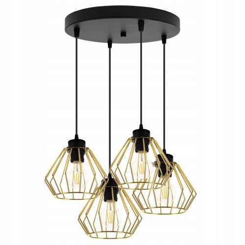 Lampa Wisząca Loft z Kloszami w Kształcie Złotych Diamentów