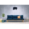 Designerska Lampa z Welurowym Abażurem w Szaro Granatowym Salonie Designerska Lampa z Welurowym Abażurem w Szaro Granatowym Salonie