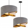 Lampa Wisząca z Szaro Beżowo Złotym Abażurem Lampa Wisząca z Szaro Beżowo Złotym Abażurem