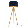 Granatowo Złota Lampa Stojąca Trójnóg Drewniany