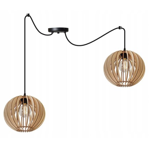 Skandynawska lampa wisząca TIMBER, 2 źródła światła, regulacja, E27