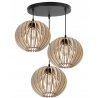 Lampa Wisząca z Trzema Drewnianymi Kloszami Lampa Wisząca z Trzema Drewnianymi Kloszami
