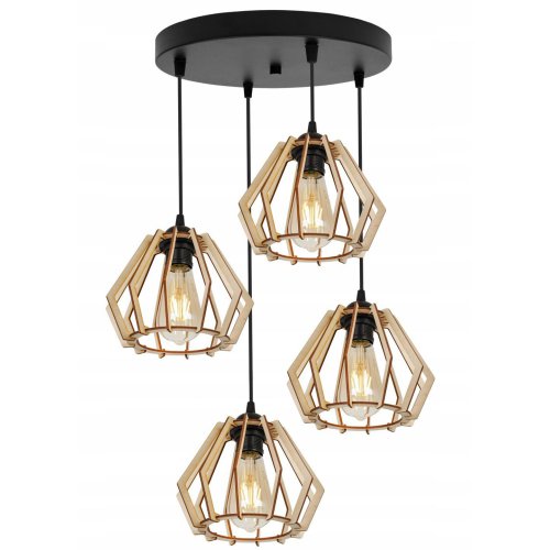 Wisząca lampa TIMBER, 4 ażurowe klosze, diament, regulacja, E27