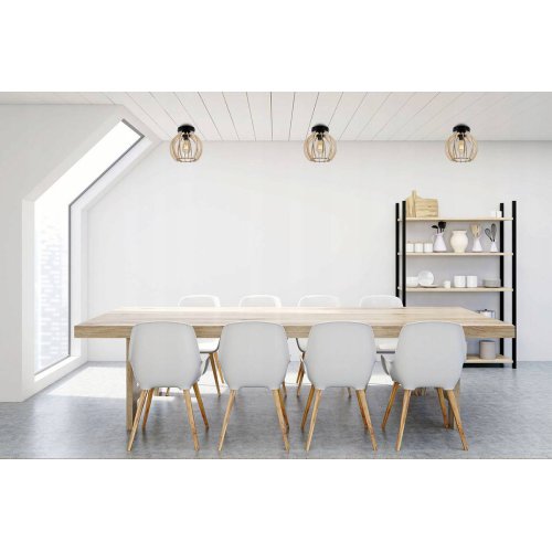 Lampa sufitowa, kulisty klosz, TIMBER, sklejka, metal, E27