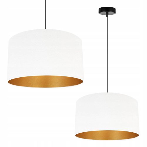 Lampa wisząca z białym welurowym kloszem, złote wnętrze 35 cm, 2 kolory konstrukcji, E27