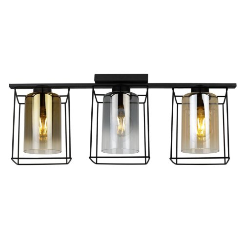 Lampa sufitowa z 4 bezbarwnymi szklanymi kloszami, 4 kolory elementów, E14
