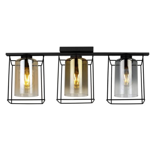 Lampa sufitowa z 4 bezbarwnymi szklanymi kloszami, 4 kolory elementów, E14