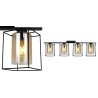 Lampa Sufitowa Szklane Klosze w Metalowych Klatkach Lampa Sufitowa Szklane Klosze w Metalowych Klatkach