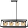Czarna Metalowa Lampa z Miodowymi Szklanymi Kloszami Czarna Metalowa Lampa z Miodowymi Szklanymi Kloszami