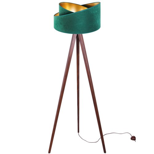 Lampa podłogowa, nowoczesna, MEDIOLAN, abażur welur, złote wnętrze, E27