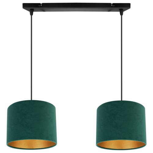 Lampa wisząca na listwie z 2 abażurami w różnych kolorach, złoty środek, E27