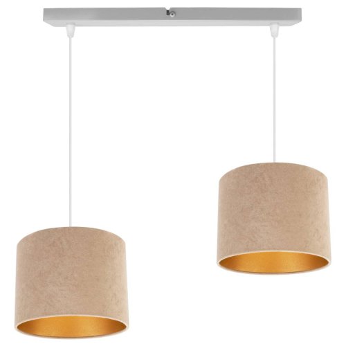 Lampa wisząca na listwie z 2 abażurami w różnych kolorach, złoty środek, E27