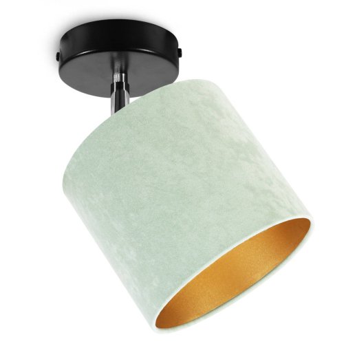 Kinkiet regulowany z welurowym abażurem w kolorze pistacjowym, E27