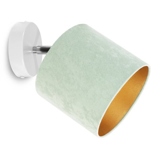 Kinkiet regulowany z welurowym abażurem w kolorze pistacjowym, E27
