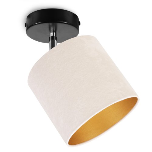 Kinkiet regulowany z welurowym abażurem w kolorze jasnobeżowym, E27