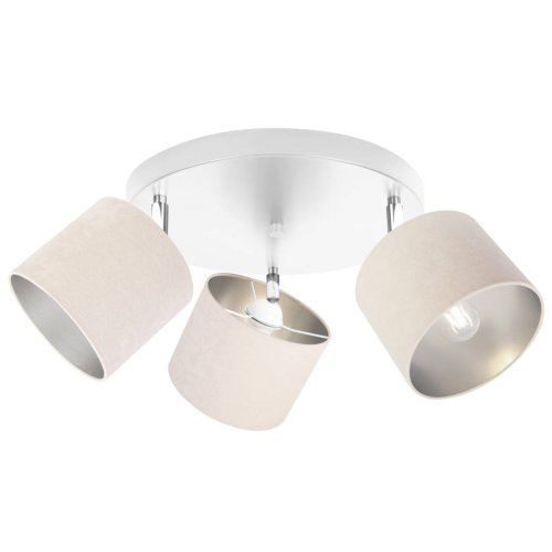 Regulowana lampa sufitowa, 3 punktowa, abażur welurowy walec 15 cm, czarny ze srebrnym wnętrzem, E27