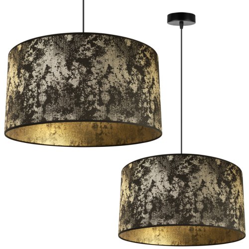 Lampa wisząca, okrągły abażur materiałowy 45 cm, wzór stare złoto, E27