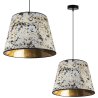 Nowoczesna Lampa Wisząca WERONA z Abażurem Srebrno Złoty Wzór