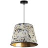 Stylowa Lampa Wisząca WERONA z Abażurem Srebrno Złoty Wzór Stożek Stylowa Lampa Wisząca WERONA z Abażurem Srebrno Złoty Wzór Stożek