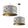 Stylowa Lampa Wisząca z Abażurem Srebrno Złota Stylowa Lampa Wisząca z Abażurem Srebrno Złota