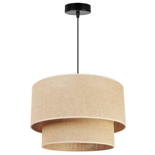 Regulowana lampa wisząca, abażur juta typu tort beżowy, 40 cm, E27
